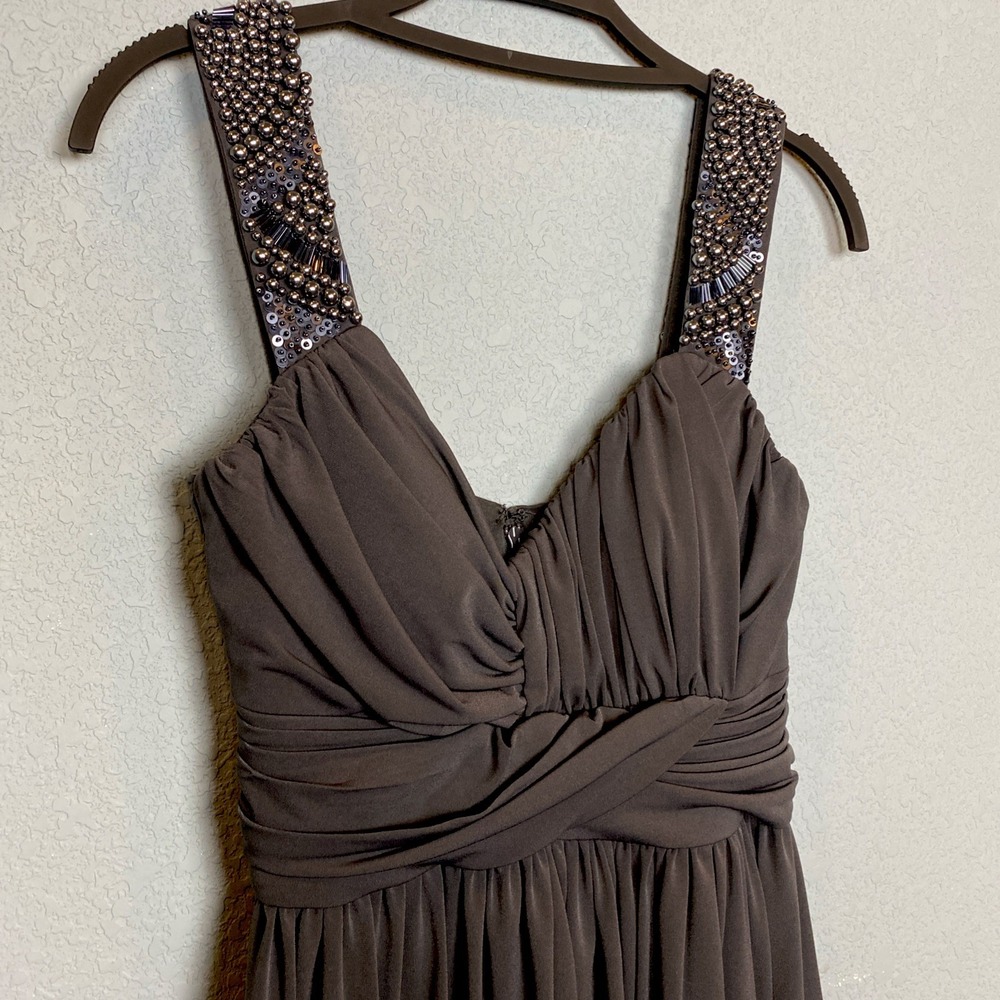 NWT Maggy London Dress Sz 6 Sleeveless Beaded Cocktail Party Gray Smog Baby Doll